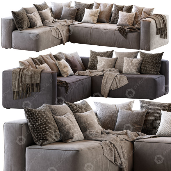 Sofa Article Brown Right Arm Corner Sectional 3D model
