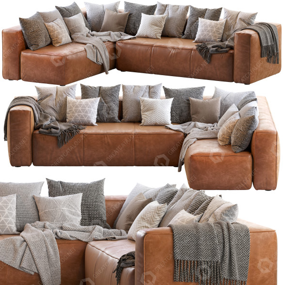 Sofa Article Mello Taos Brown Right Arm Corner Sectional 3D model