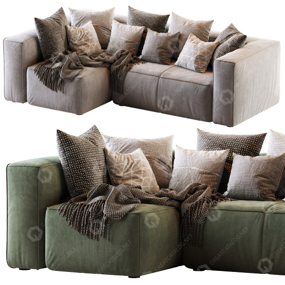 Sofa Article Brown Right Arm Corner Sectional 3D model
