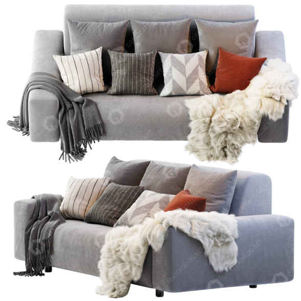 Диван Papadatos Aston Gray 3D модель