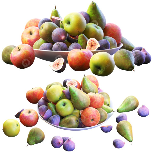 Фрукты Apples, Pear, Fig 3D модель