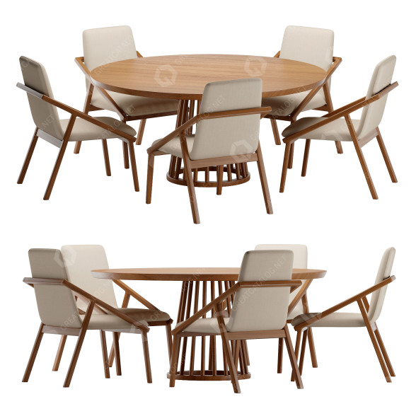Stół i krzesła Dining Set model 3D