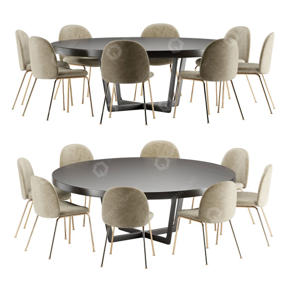 Table and Chairs Dining Set 2 3D model