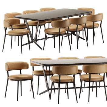 Tisch und Stühle Maxalto Astrum and Caratos Set 3