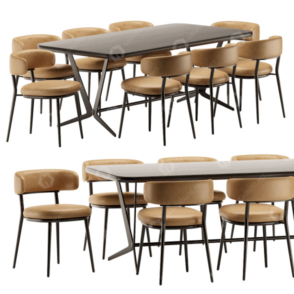 Mesa y sillas Maxalto Astrum and Caratos Set 3 Modelo 3D