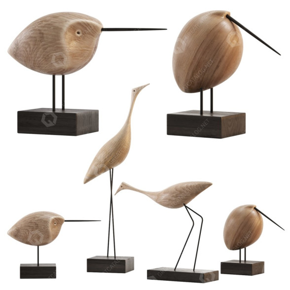Statuettes Warm Nordic Beak Bird Teak modèle 3D