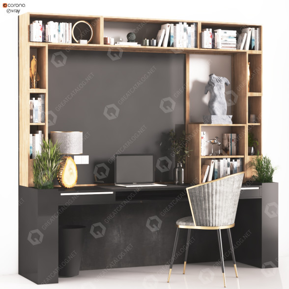 Workspace and Decor Home Office Work and Set 328-1 3D model