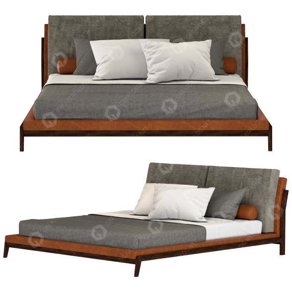 Bed Brown-Gray 02 3D model