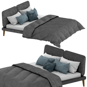 Bed  Gray 01 3D model