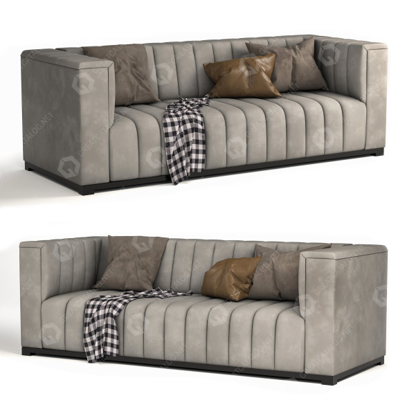 Sofa Velvet Tufted Light Gray 3D-Modell