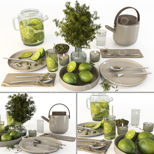 Served Table Set 01 3D model