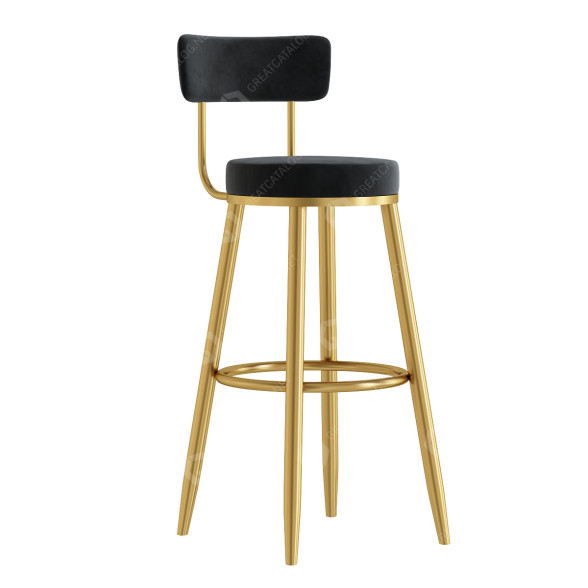 Barhocker Homary Tall Round Black Velvet Upholstery 3D-Modell