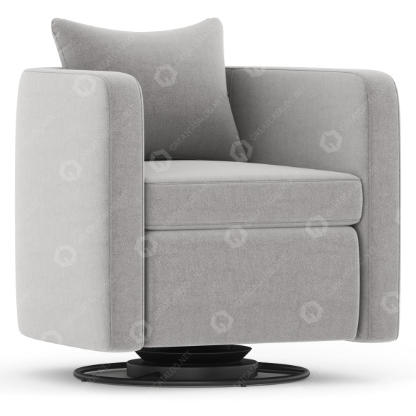 Armchair West Elm Bacall Curved Swivel 3D model GreatCatalog 14696