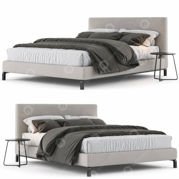 Bett und Nachttischchen Minotti Andersen 3D-Modell