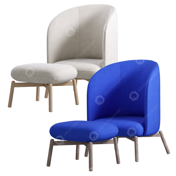 Armchair and Ottoman +Halle Nest Easy 3D model