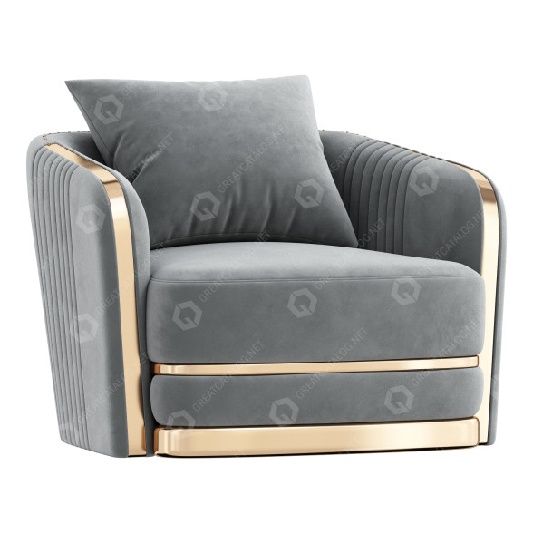 Sessel Balmain Blush Velvet Gold 3D-Modell