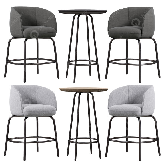 Барні стіл та стільці +Halle High Nest Set 3D модель