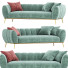 Sofa Homary Modern Green Velvet Upholstered Gold Stainless Steel Base - Farid3d