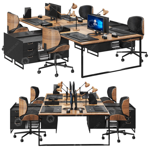Arbeitsbereich Office Furniture Set 02 3D-Modell