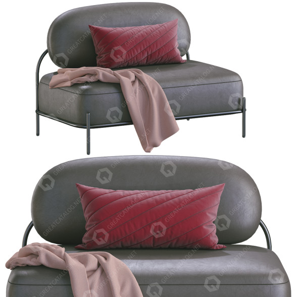 Sofa HC28 Cosmo Pawai Gray Leather 3D-Modell