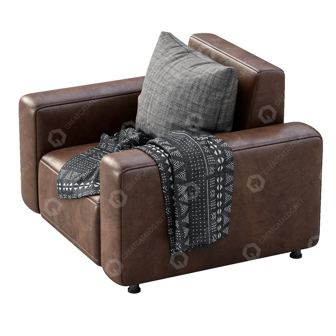 3D model Armchair Dienne Salotti Cross Brown