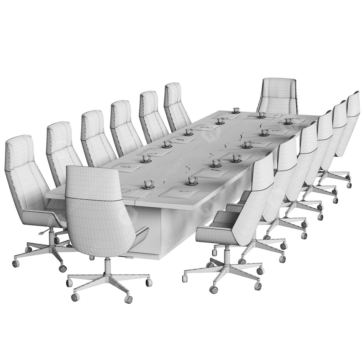 3D model Workspace Conference Table 02