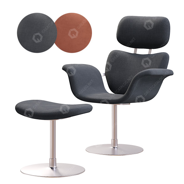 Крісло та пуф Tecnochair Tulipa 3D модель