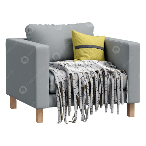 Крісло IKEA Karlstad Gray 3D модель