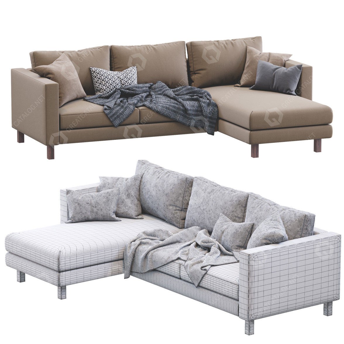 Sofa IKEA Karlstad Beige 3D model GreatCatalog 15040