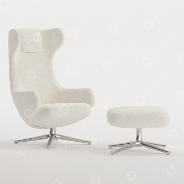 Fotel i pufa Vitra Grand Repos model 3D