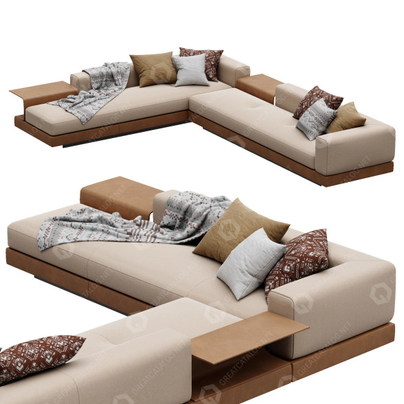 Диван Minotti Connery Beige 3D модель