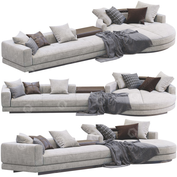 Sofa Minotti Connery Round Gray model 3D