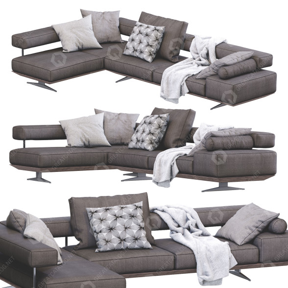 Sofa Flexform Wing Brown 3D model