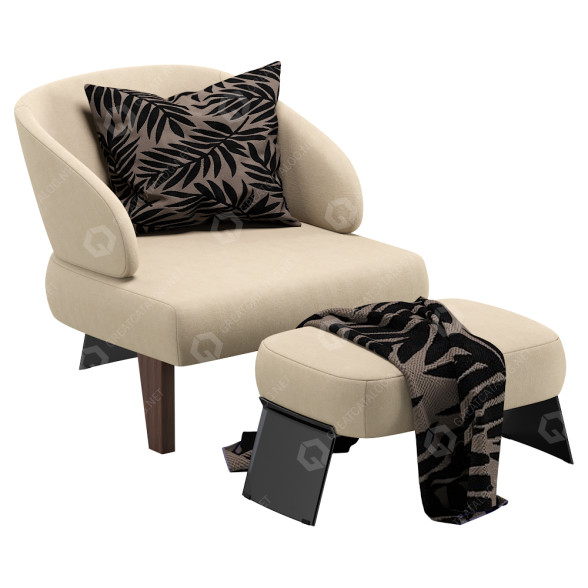 Крісло та пуф Minotti Reeves Large 3D модель