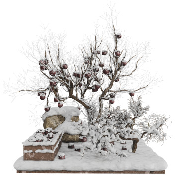 Baum Granatapfel 02 (Winterszene)