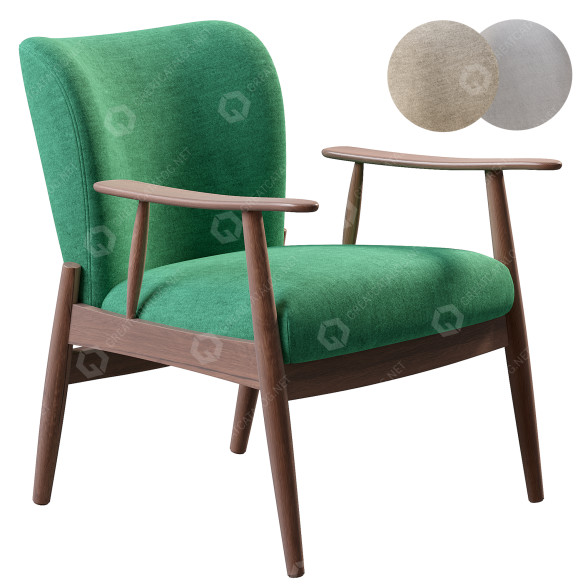 Fauteuil CB2 Wood Frame modèle 3D