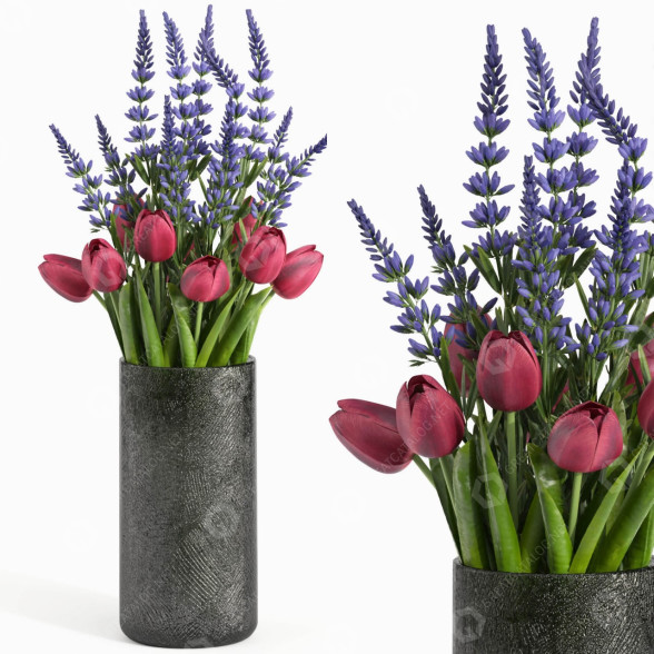 Bouquet Ensemble 04 tulipe modèle 3D