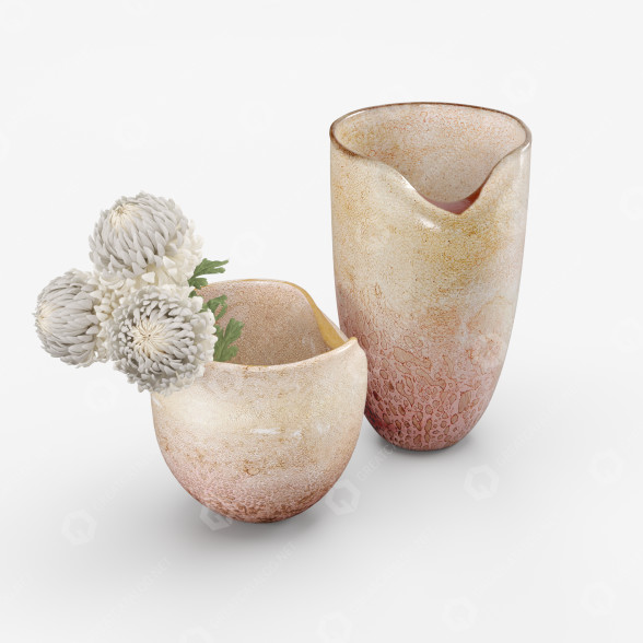 Wazony i kwiaty Peonies model 3D