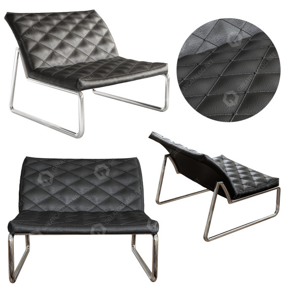 Armchair Leather Black 3D model