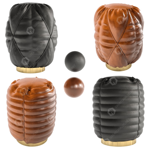 Пуфи Leather Black and Brown 3D модель