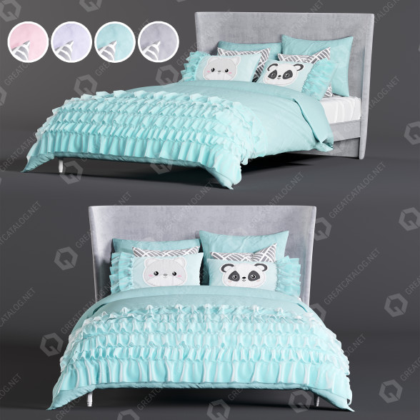 Ліжко Glimmer Ruffle Duvet Cover 3D модель