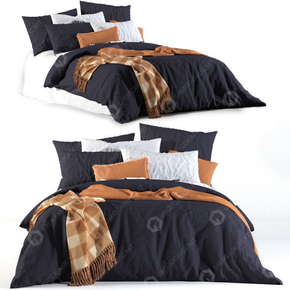 Ліжко Adairs Charcoal Quilt Cover Set 3D модель