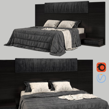 Łóżka i stoliki nocne  Set 01 Model 3D