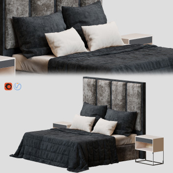 Łóżka i stoliki nocne  Set 08 Model 3D