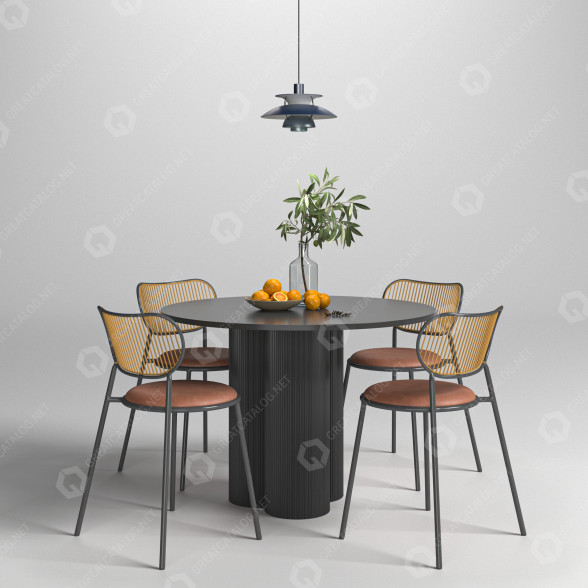 Table, chaises et décoration Dinner 1 modèle 3D
