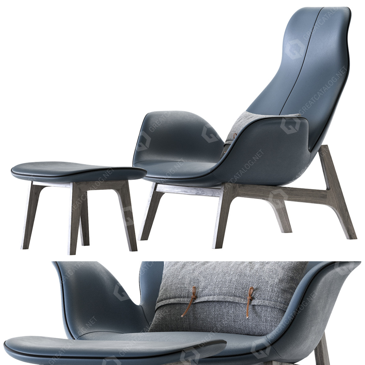 Armchair and Ottoman Poliform Ventura Lounge 3D model