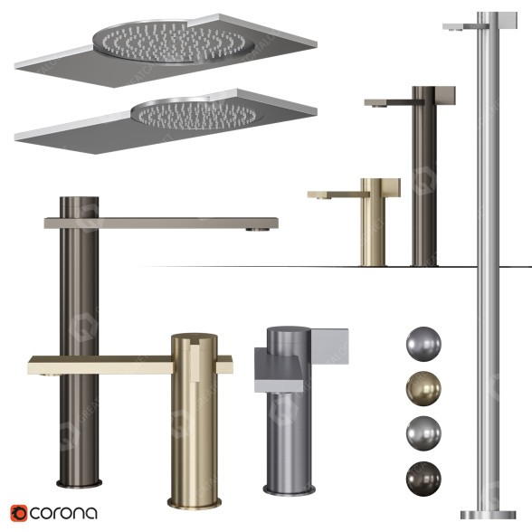 Krany i głowice prysznicowe Ritmonio DOT316 Set model 3D
