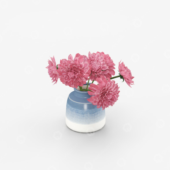 Ваза та квіти Peony 3D модель