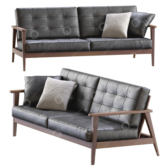 Диван Century Modern The Mid Century Show Wood Black 3D модель
