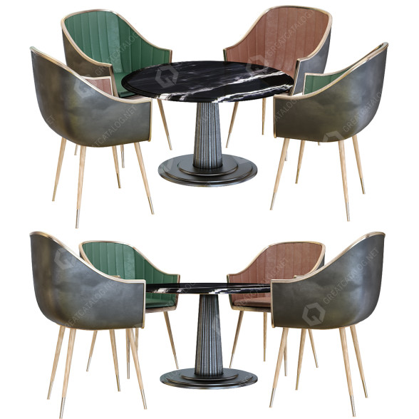 Table et chaises Modern Circle modèle 3D